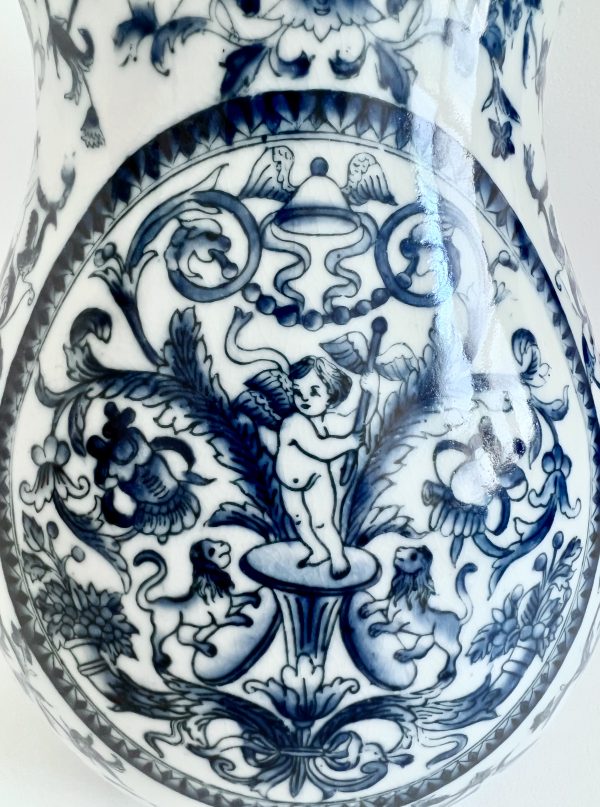 Large vintage blue and white ceramic jug